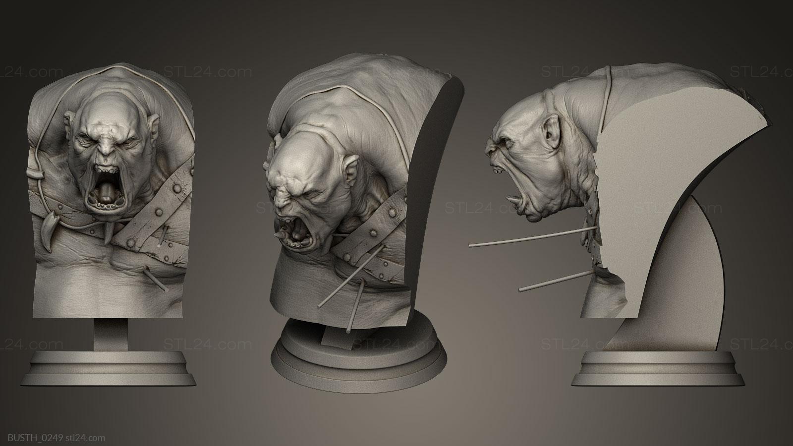 Бюсты монстры и герои (Орк Берсерк, BUSTH_0249) 3D модель для ЧПУ станка